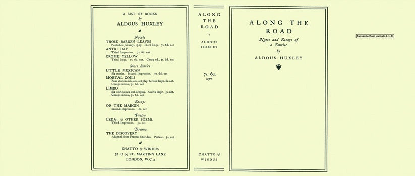Item #8150 Along the Road, Notes and Essays of a Tourist. Aldous Huxley