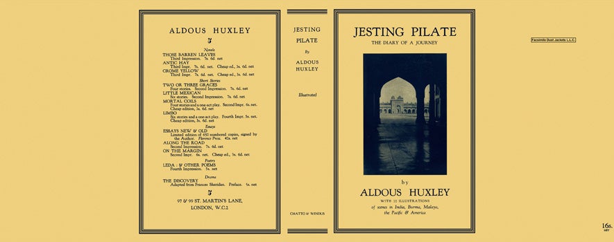Item #8152 Jesting Pilate - The Diary of a Journey. Aldous Huxley