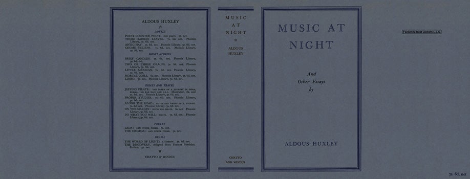 Item #8154 Music at Night and Other Essays. Aldous Huxley
