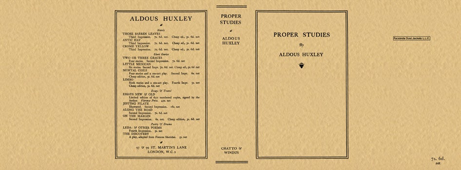 Item #8156 Proper Studies. Aldous Huxley