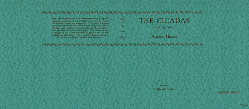 Item #8157 Cicadas and Other Poems, The. Aldous Huxley.