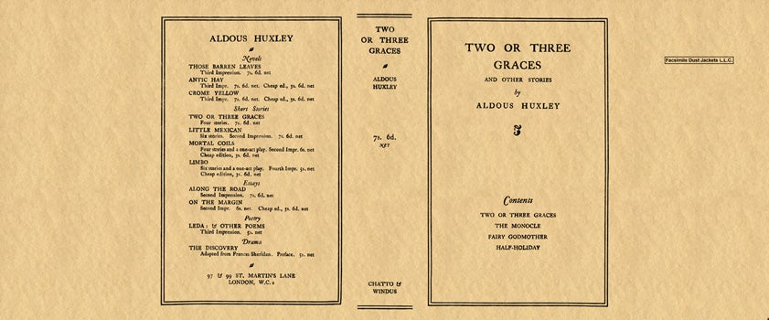 Item #8162 Two or Three Graces. Aldous Huxley