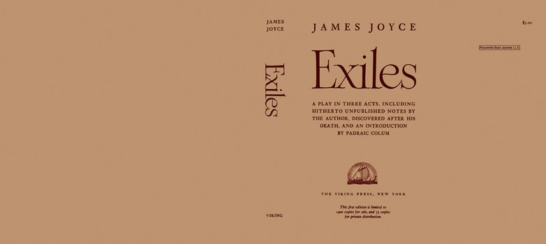 Item #8164 Exiles, A Play in Three Acts. James Joyce