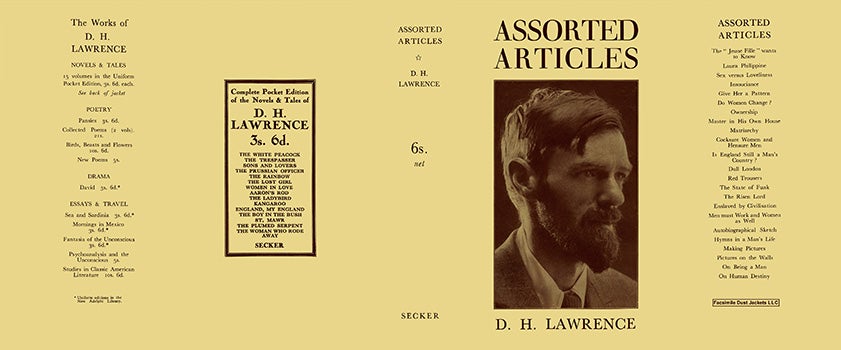 Item #8170 Assorted Articles. D. H. Lawrence