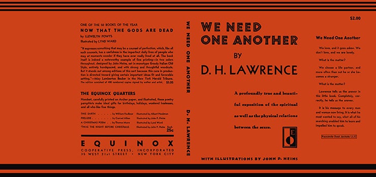 Item #8182 We Need One Another. D. H. Lawrence