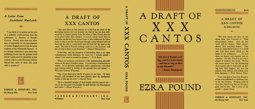 Item #8225 Draft of XXX Cantos, A. Ezra Pound