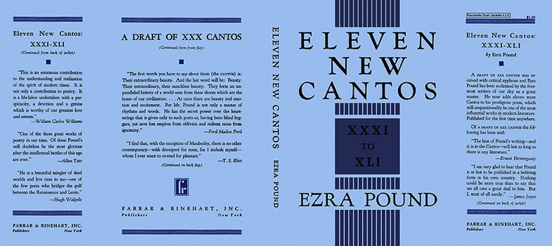 Item #8227 Eleven New Cantos, XXXI to XLI. Ezra Pound