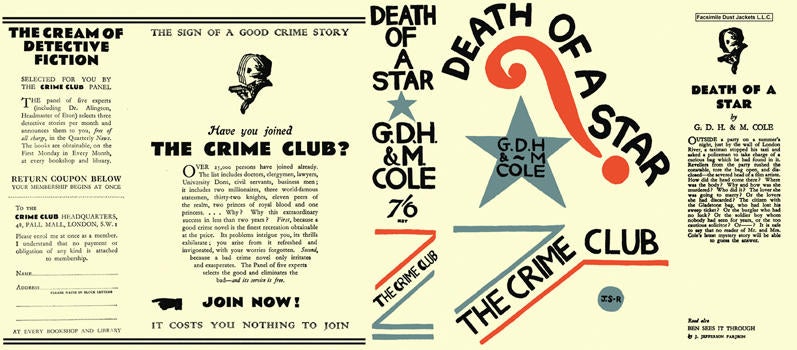 Item #826 Death of a Star. G. D. H. Cole, Margaret Cole
