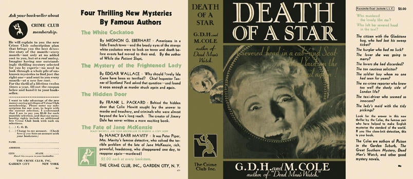 Item #827 Death of a Star. G. D. H. Cole, Margaret Cole.