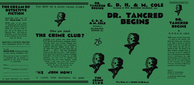 Item #829 Dr. Tancred Begins. G. D. H. Cole, Margaret Cole