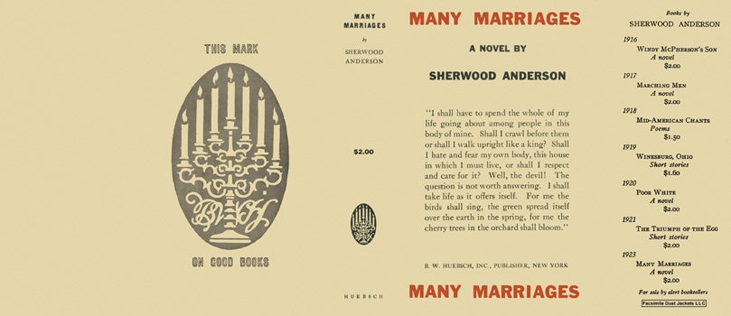 Item #8353 Many Marriages. Sherwood Anderson