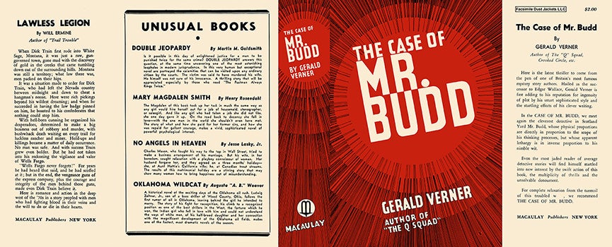 Item #8413 Case of Mr. Budd, The. Gerald Verner.