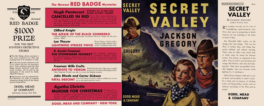 Item #8614 Secret Valley. Jackson Gregory