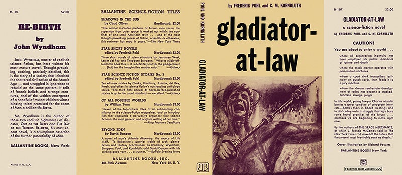 Item #8720 Gladiator-at-Law. Frederik Pohl, C. M. Kornbluth.