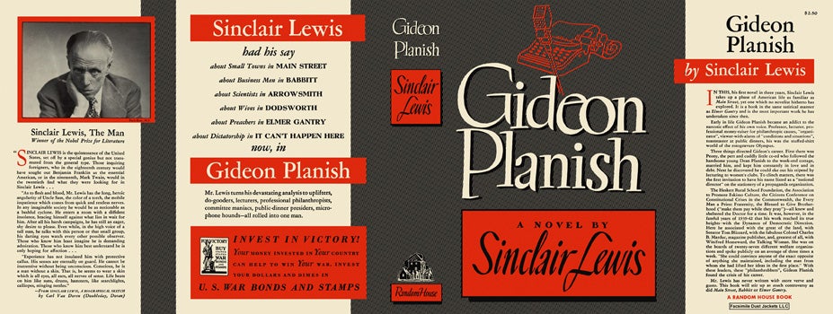 Item #8827 Gideon Planish. Sinclair Lewis