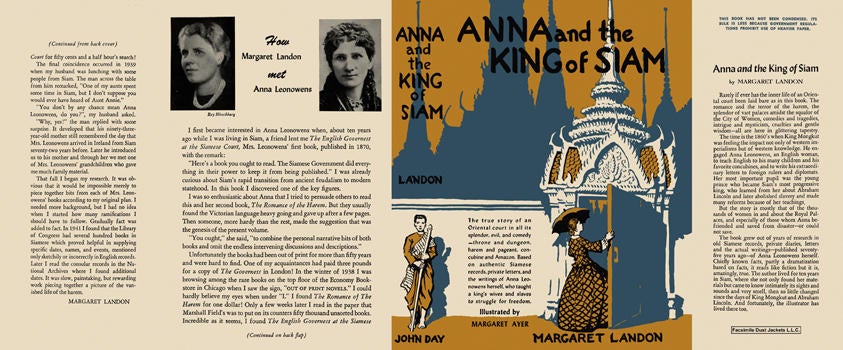Item #8867 Anna and the King of Siam. Margaret Landon.