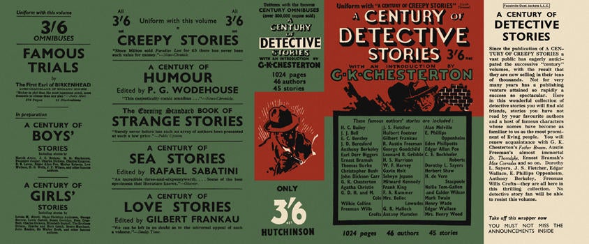 Item #89 Century of Detective Stories, A. G. K. Chesterton, introduction, Anthology.