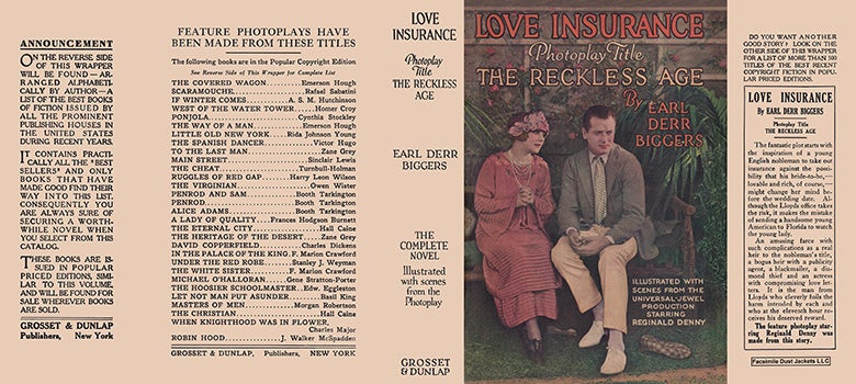Item #9131 Love Insurance (Photoplay title "The Reckless Age"). Earl Derr Biggers