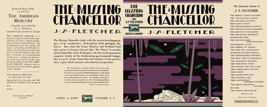 Item #9261 Missing Chancellor, The. J. S. Fletcher.
