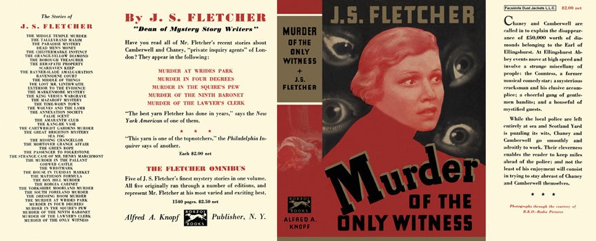 Item #9262 Murder of the Only Witness. J. S. Fletcher.