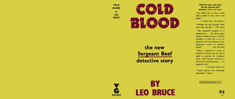 Item #9705 Cold Blood. Leo Bruce.