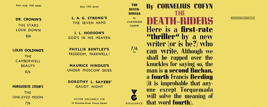 Item #9740 Death-Riders, The. Cornelius Cofyn