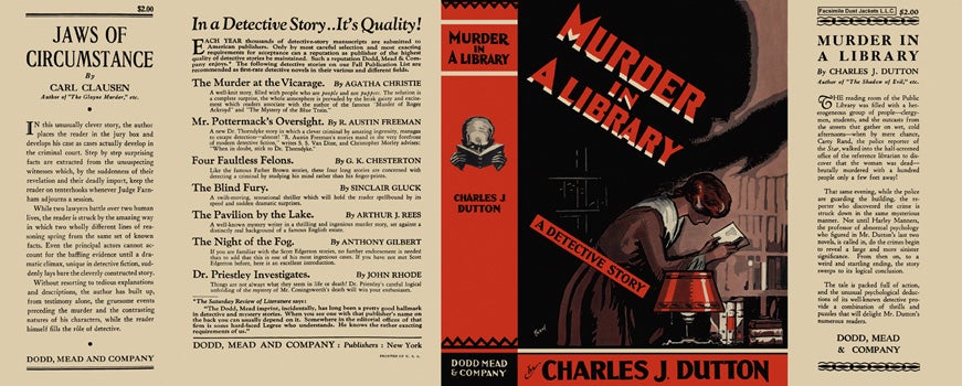 Item #9775 Murder in a Library. Charles J. Dutton