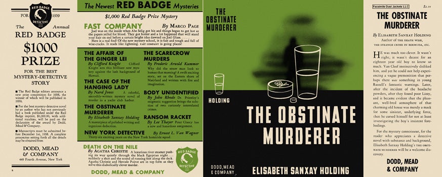 Item #9885 Obstinate Murderer, The. Elisabeth Sanxay Holding.